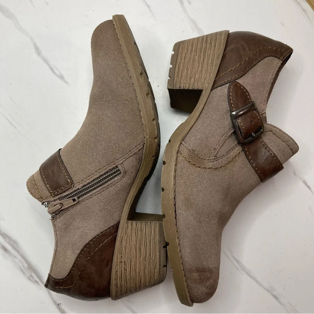 Earth Origins Women Ankle Booties Oakland Eddie Distressed Suede Taupe Size 8M